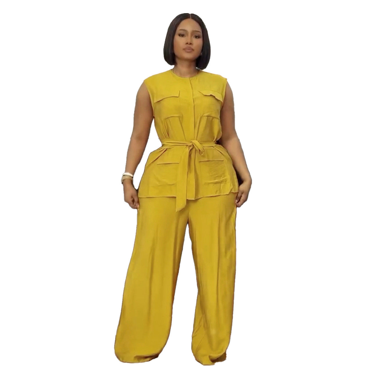 Commute Leisure Round Neck Sleeveless Wide Sweaters