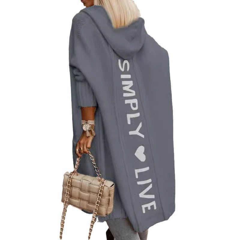 Unique Cool Hooded Loose Knitted Mid-length Jackets