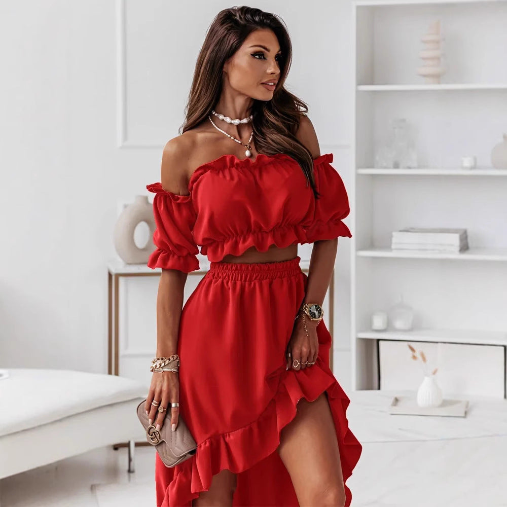 Women's Solid Color Sexy Waist Puff Sleeve Dresses