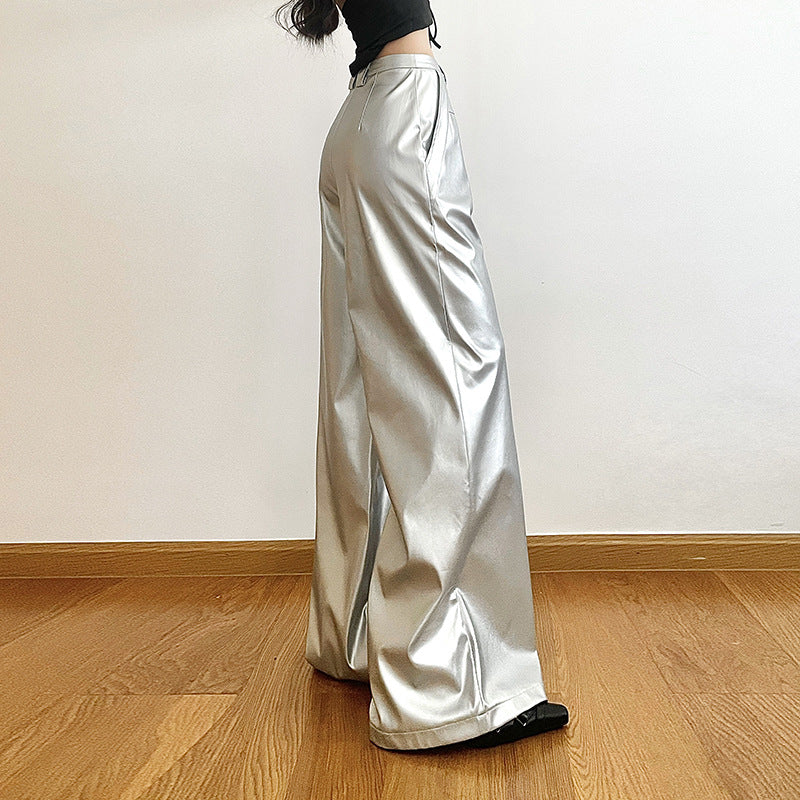 Women's Solid Color Loose Street Fashion High Pants