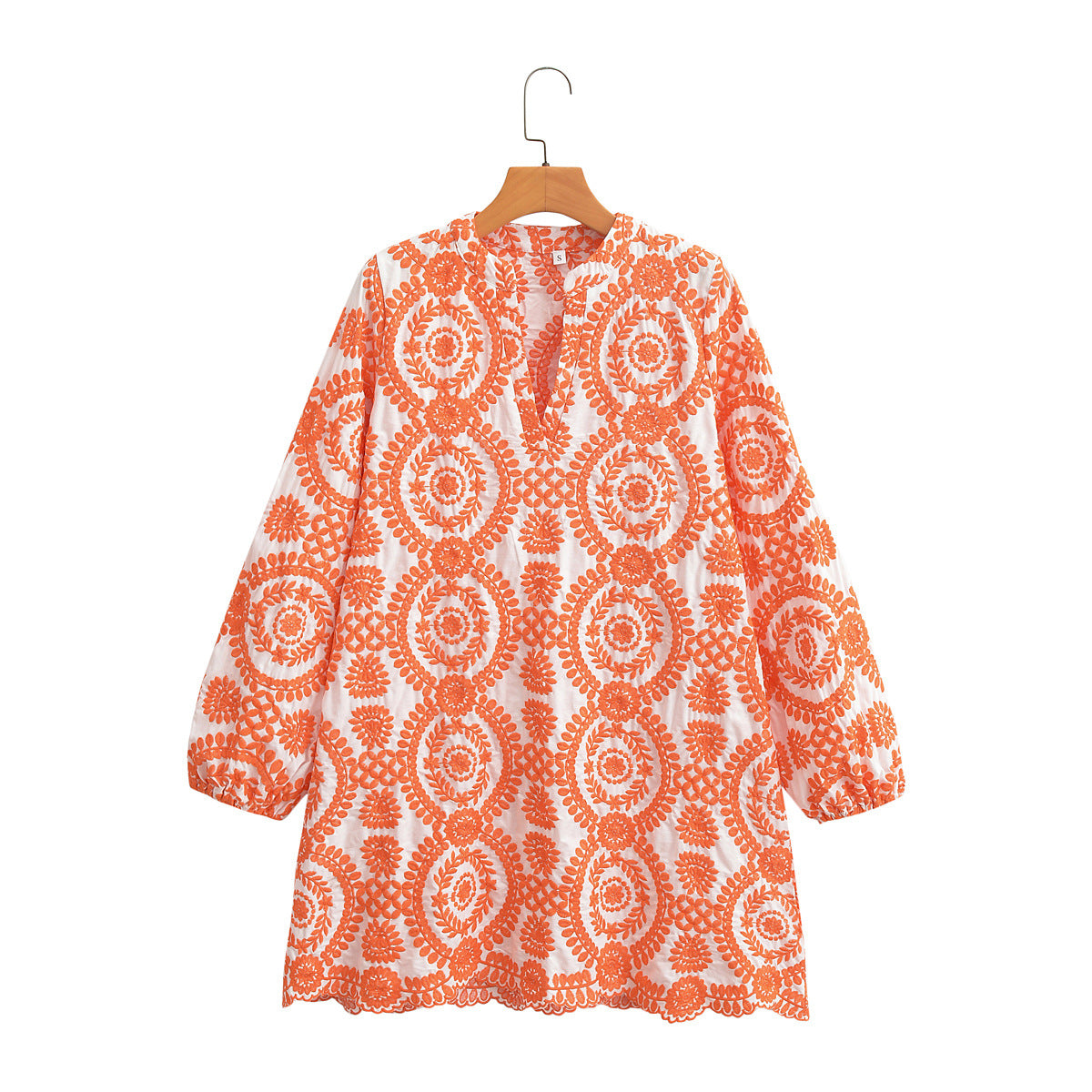 Women's Long Sleeve Loose Embroidery Dress Dresses