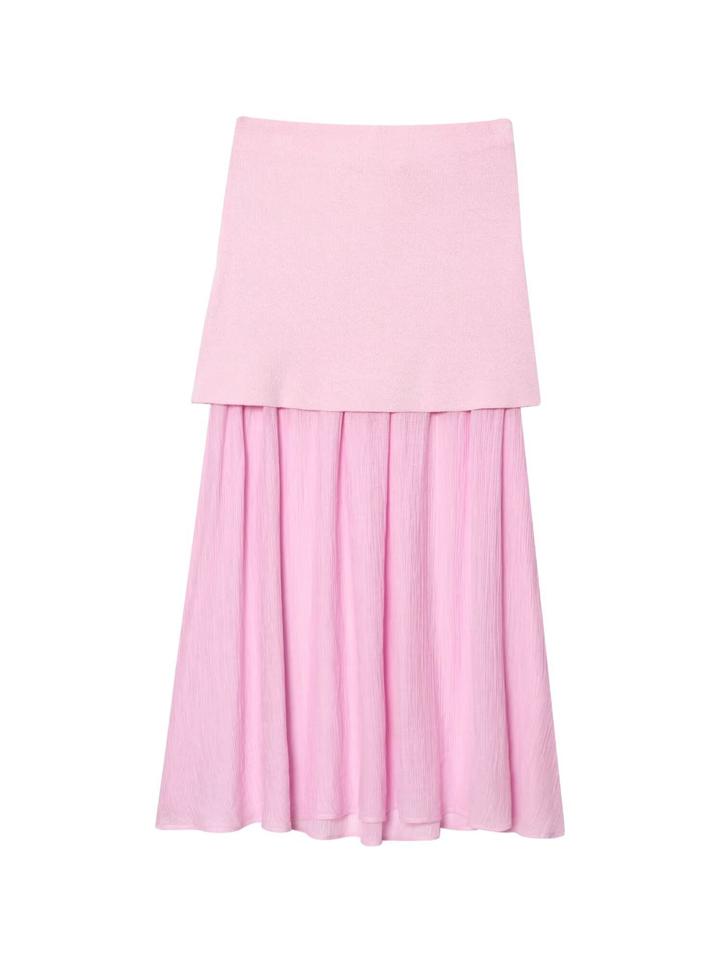 Women's Autumn Temperament Knitted Small Pleated Stitching Skirts
