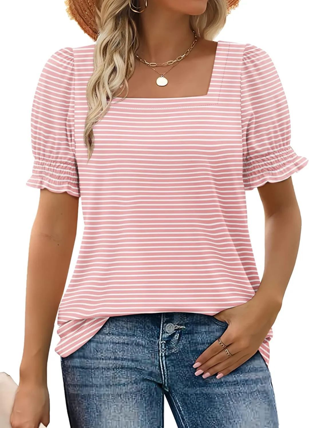 Fashion Simple Petal Sleeve Loose T-shirt Blouses