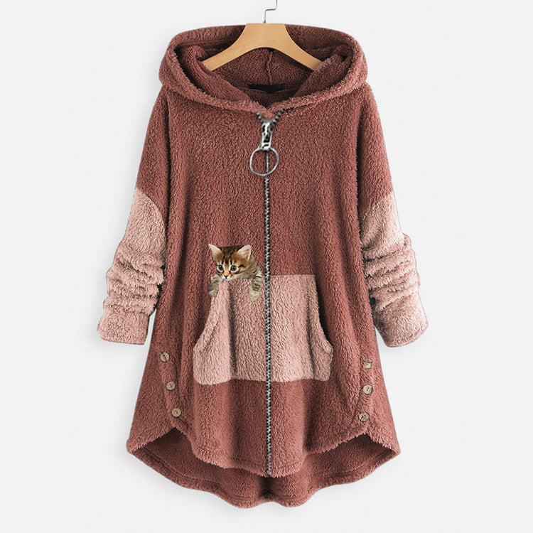 Women's Street Hipster Zipper Style Personality Leopard Coats