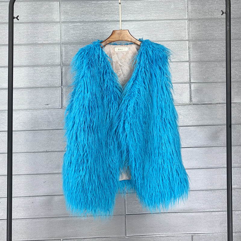 Women's Winter Mid-length Imitated Tibet Sheep Fur Coats