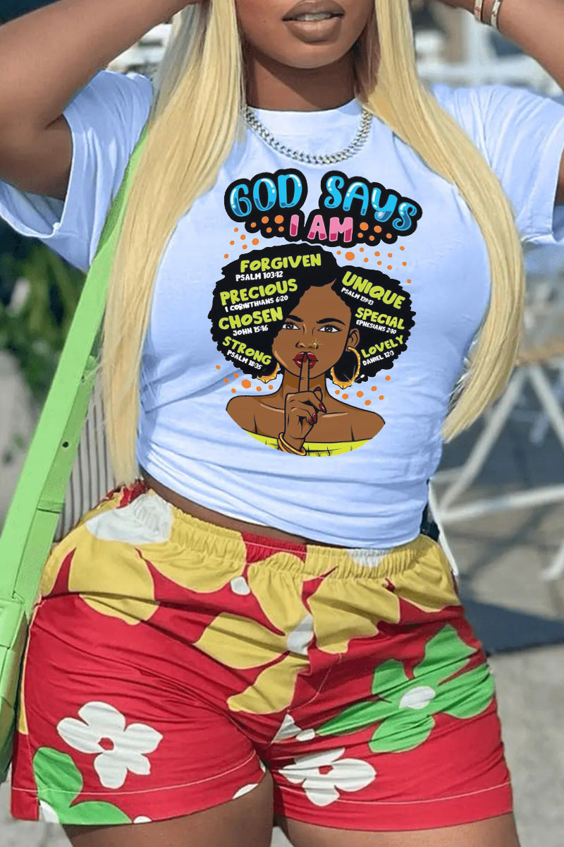 Women's Casual Cartoon Printed Letter In White Blouses