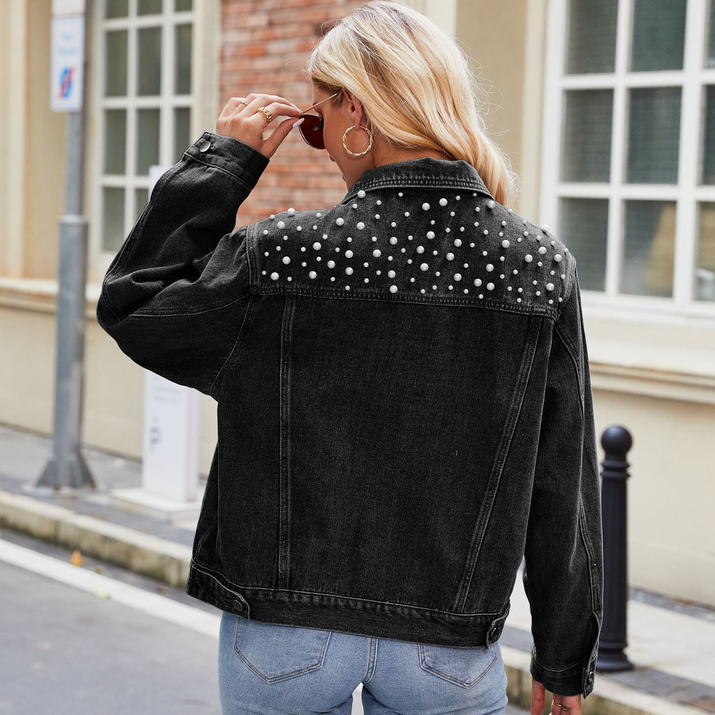 Women's Slouchy Innovative Washed Long-sleeved Denim Jackets