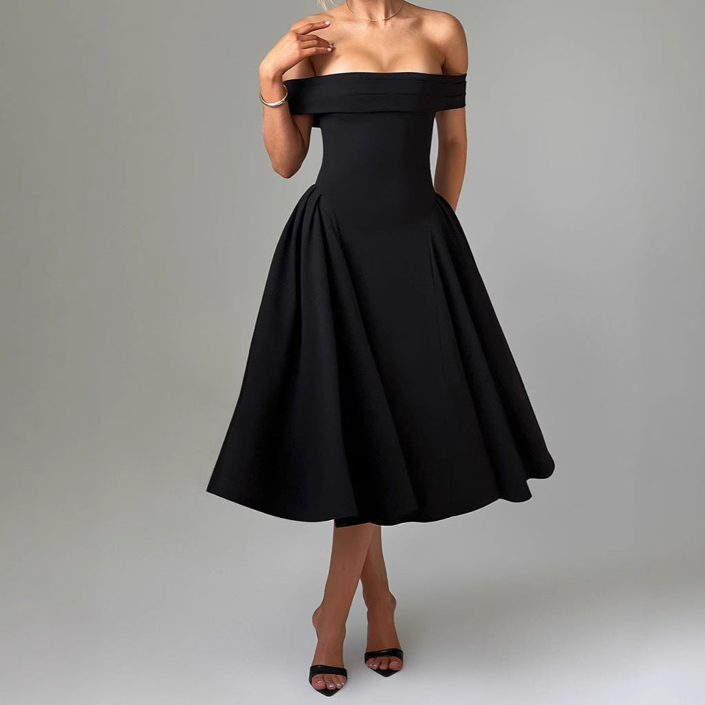 Women's Spring Fashion Sexy Backless Pure Color Dresses