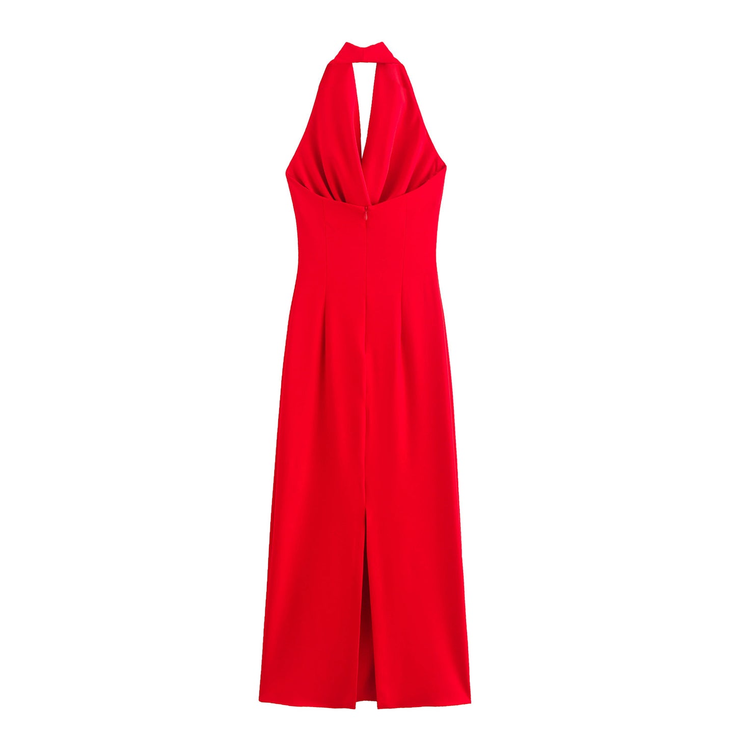 Women's Solid Color Pullover Halter Swing Collar Sleeveless Dresses