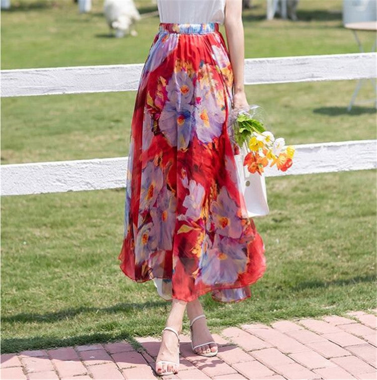 Floral Vacation Style Beach Female Summer Skirts