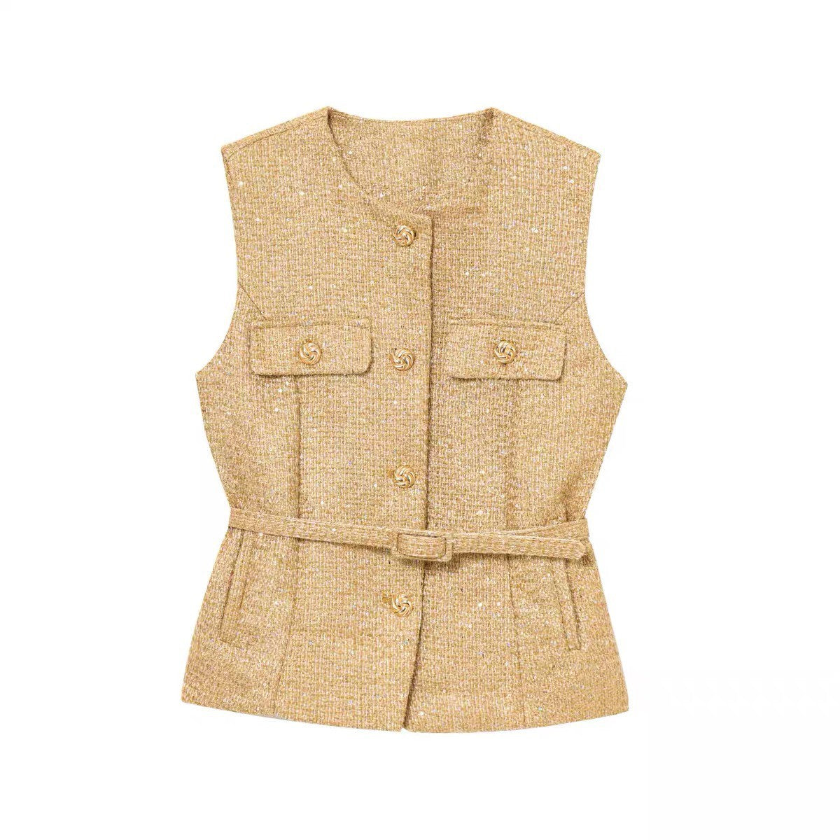 Women's Attractive French Fashion Belt Texture Vests