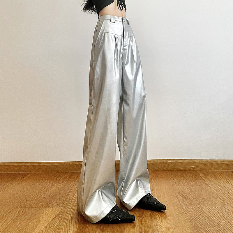 Women's Solid Color Loose Street Fashion High Pants