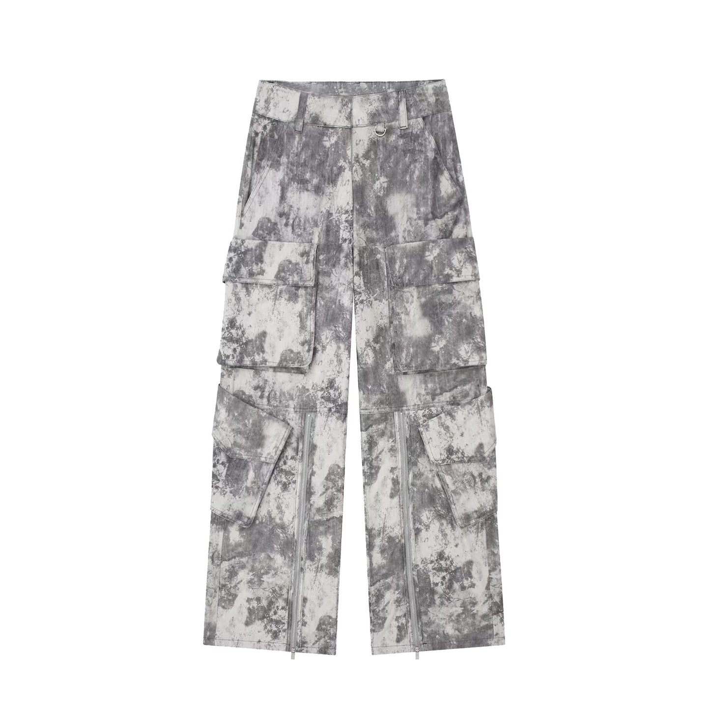 Women's French Loose Pockets Printed Mid Waist Pants