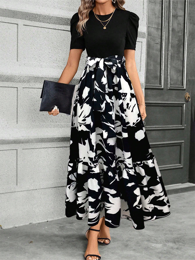 Women's Floral Print High Waist Fashion Elegant Dresses