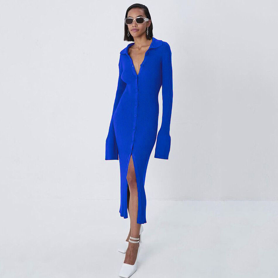 Women's Extended Long Sleeve Flared Sleeves Dress Knitwear