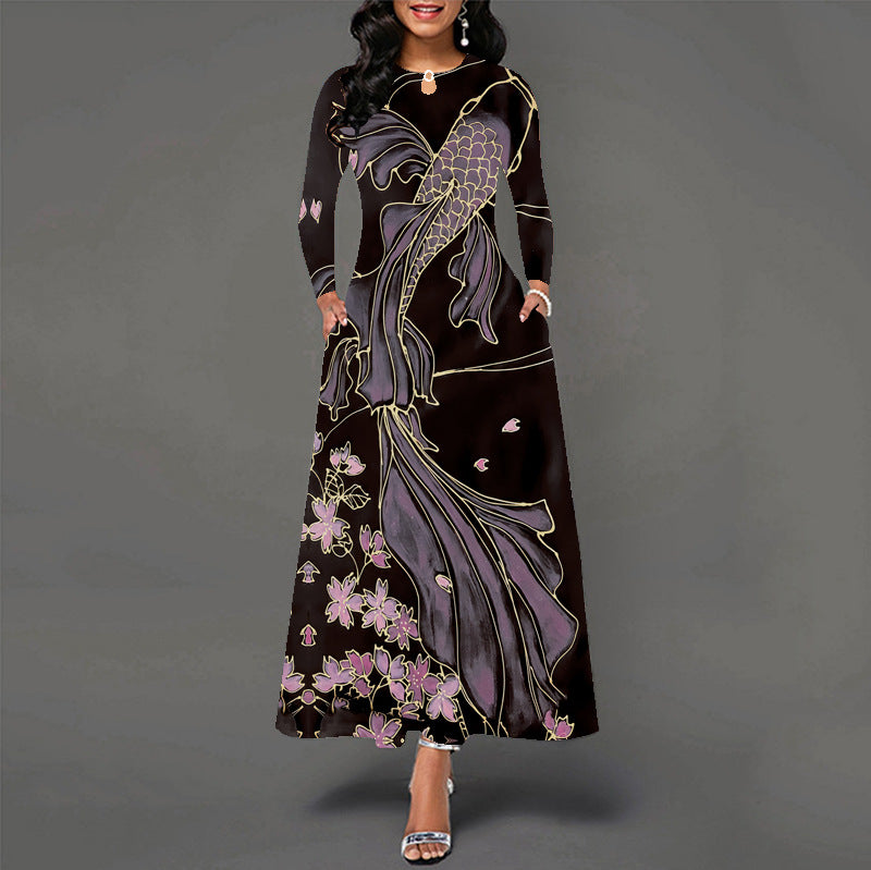 Women's Dress Loose Long Sleeve High Waist Dresses