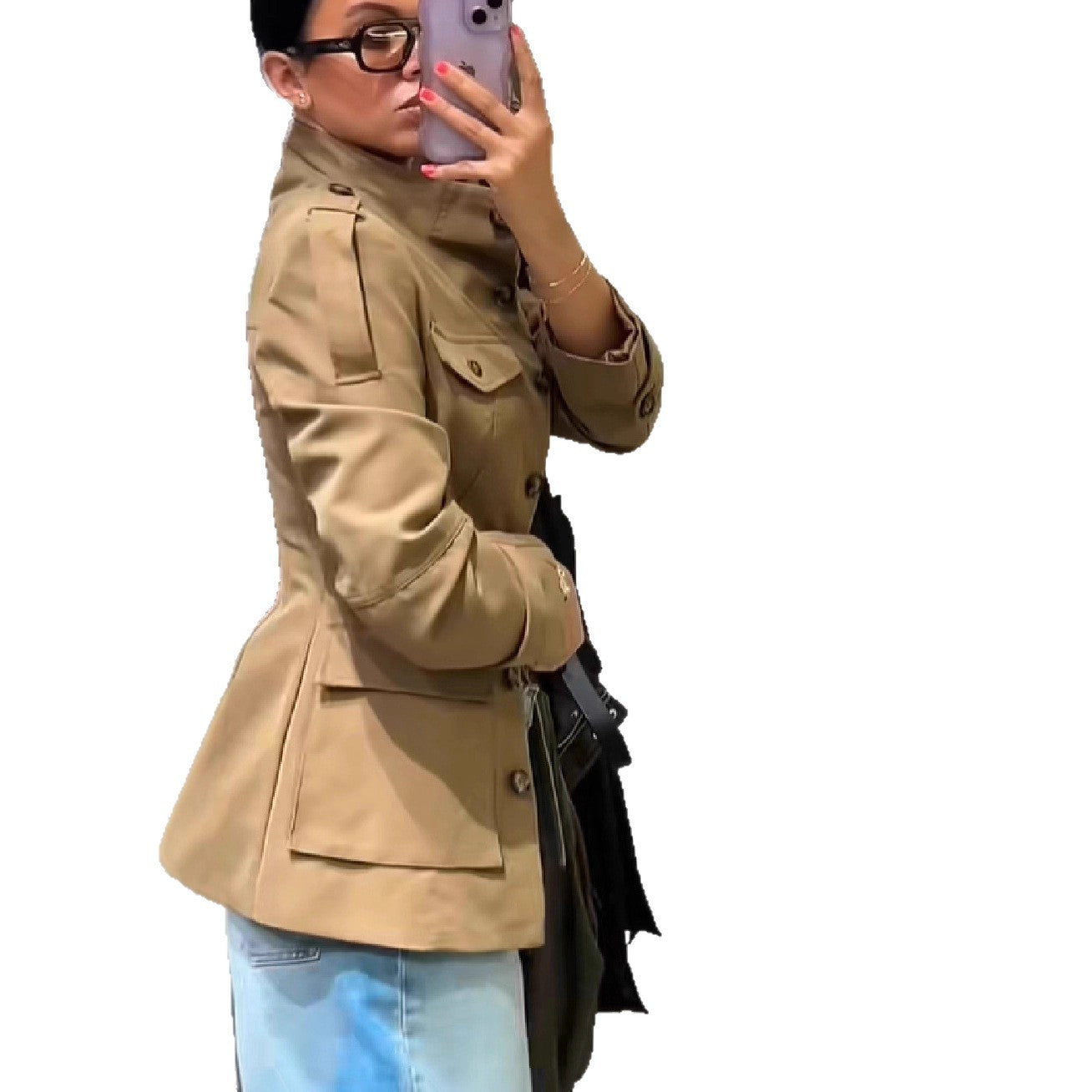 Women's Fashion Autumn Street Retro Style Solid Color Jackets