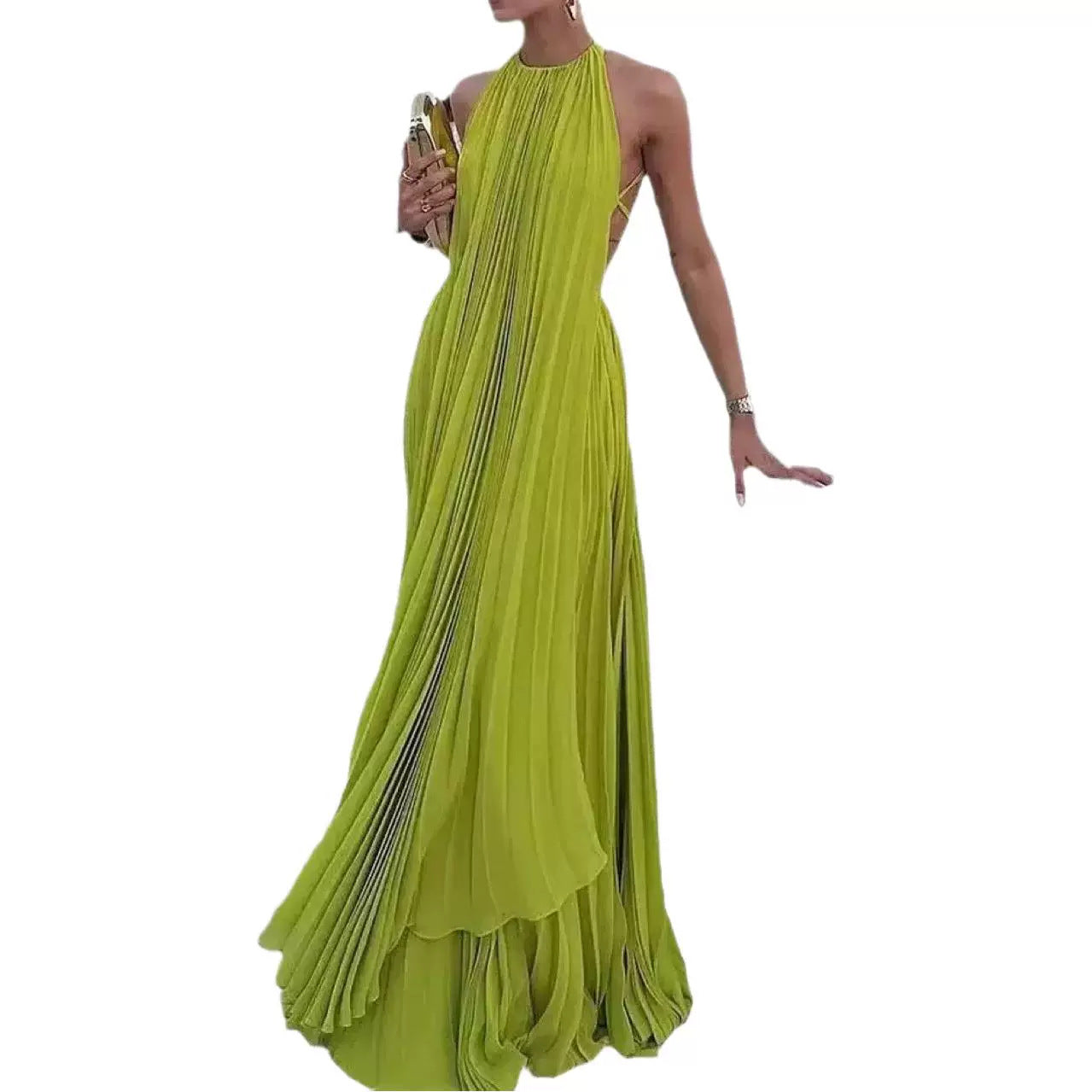 Women's Round Neck Sleeveless Sexy Backless Beach Dresses