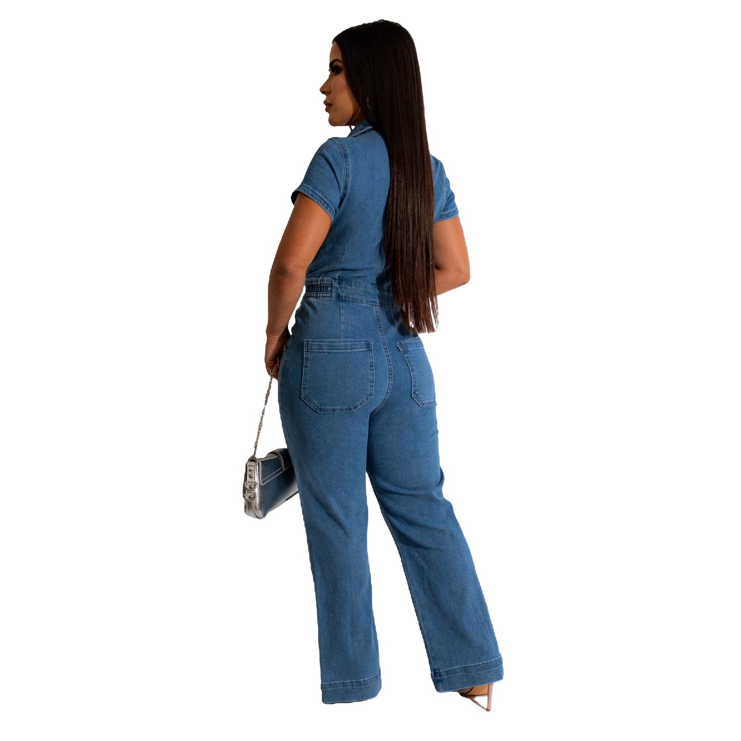 Classic Popular Sexy Fashion Denim Short-sleeved Jumpsuits