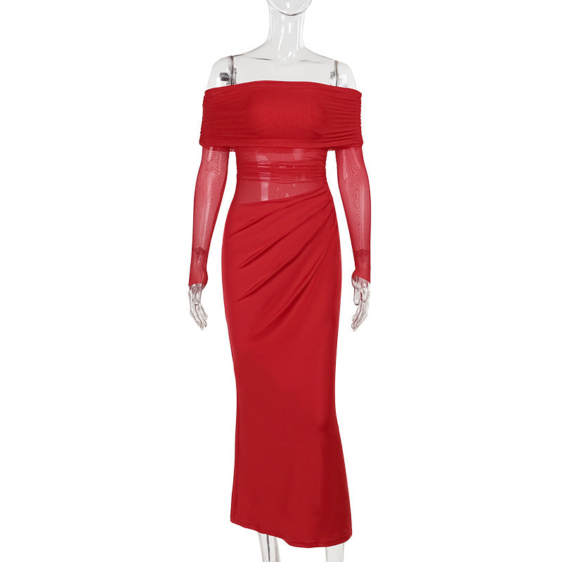 Women's Summer Dress Temperament Sexy Mesh Hollow Dresses