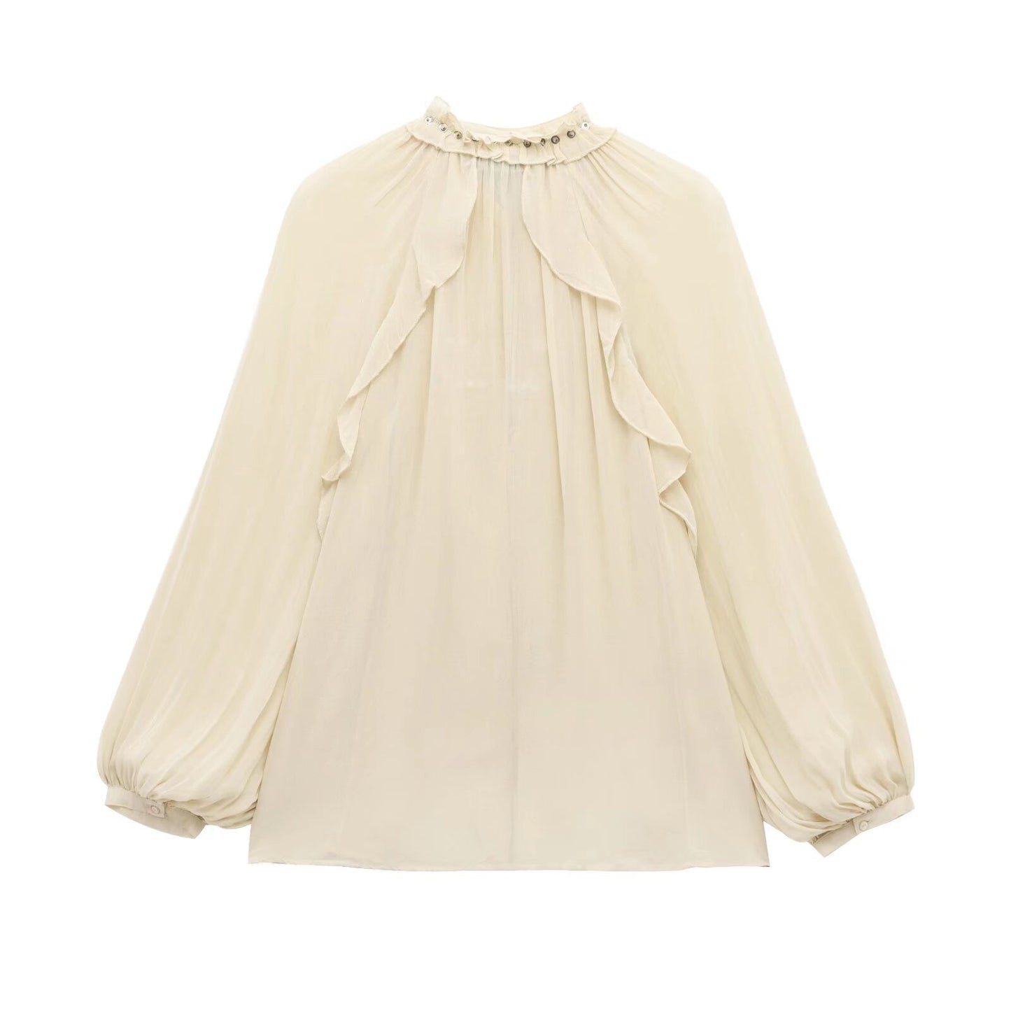 Women's Spring Street Fashion Laminated Decoration Long Blouses