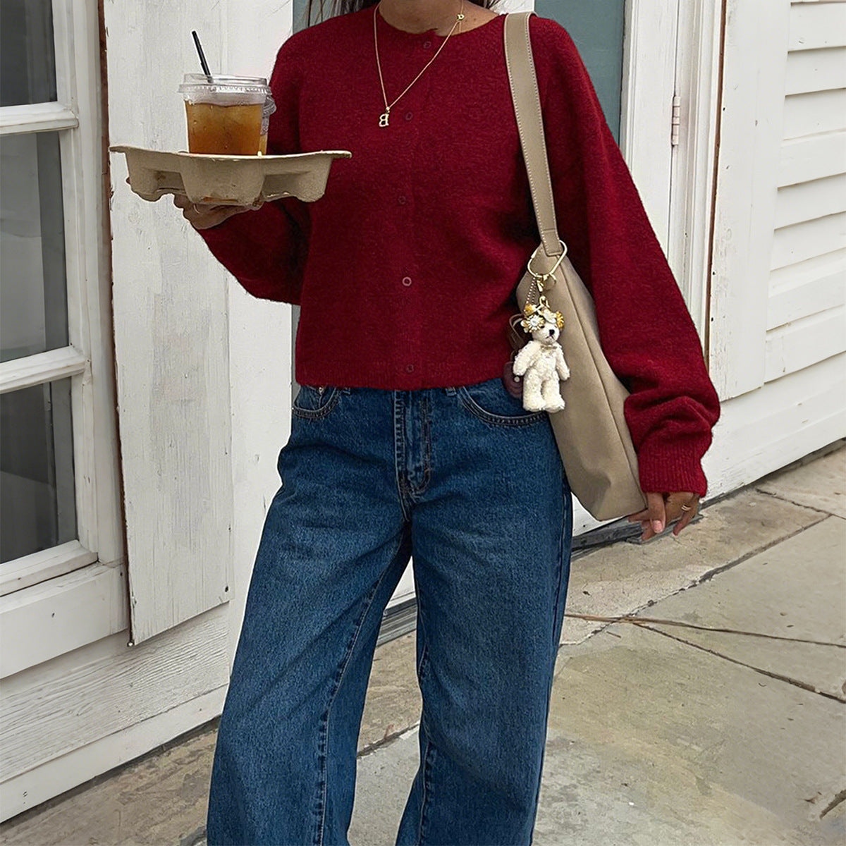 Women's Casual Simple Style Long-sleeved Woolen Tops