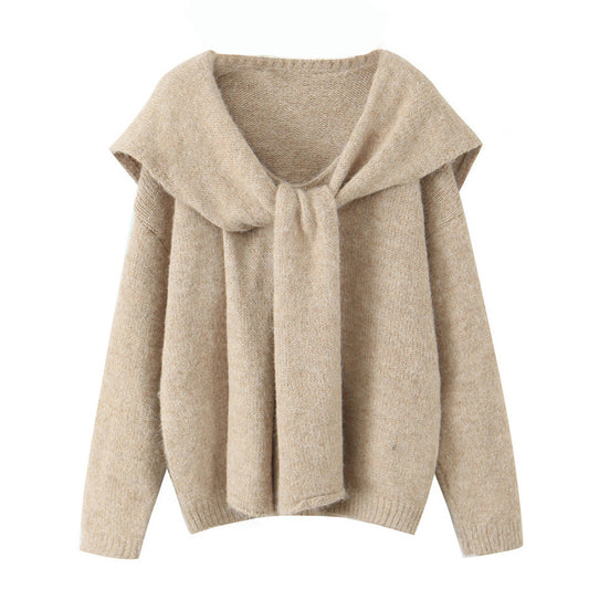 Women's Two-piece Set With Shawl Knitted Pullover Sweaters