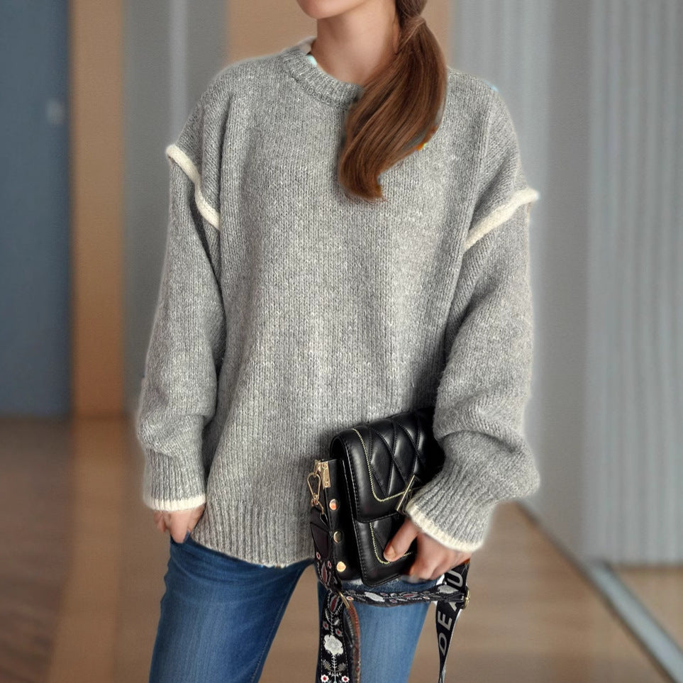 Women's Idle Style Round Neck Loose Thickened Sweaters