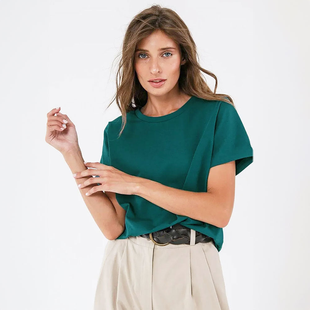 Women's Short-sleeved T-shirt Summer Fashion Casual Home Commuter Round Blouses