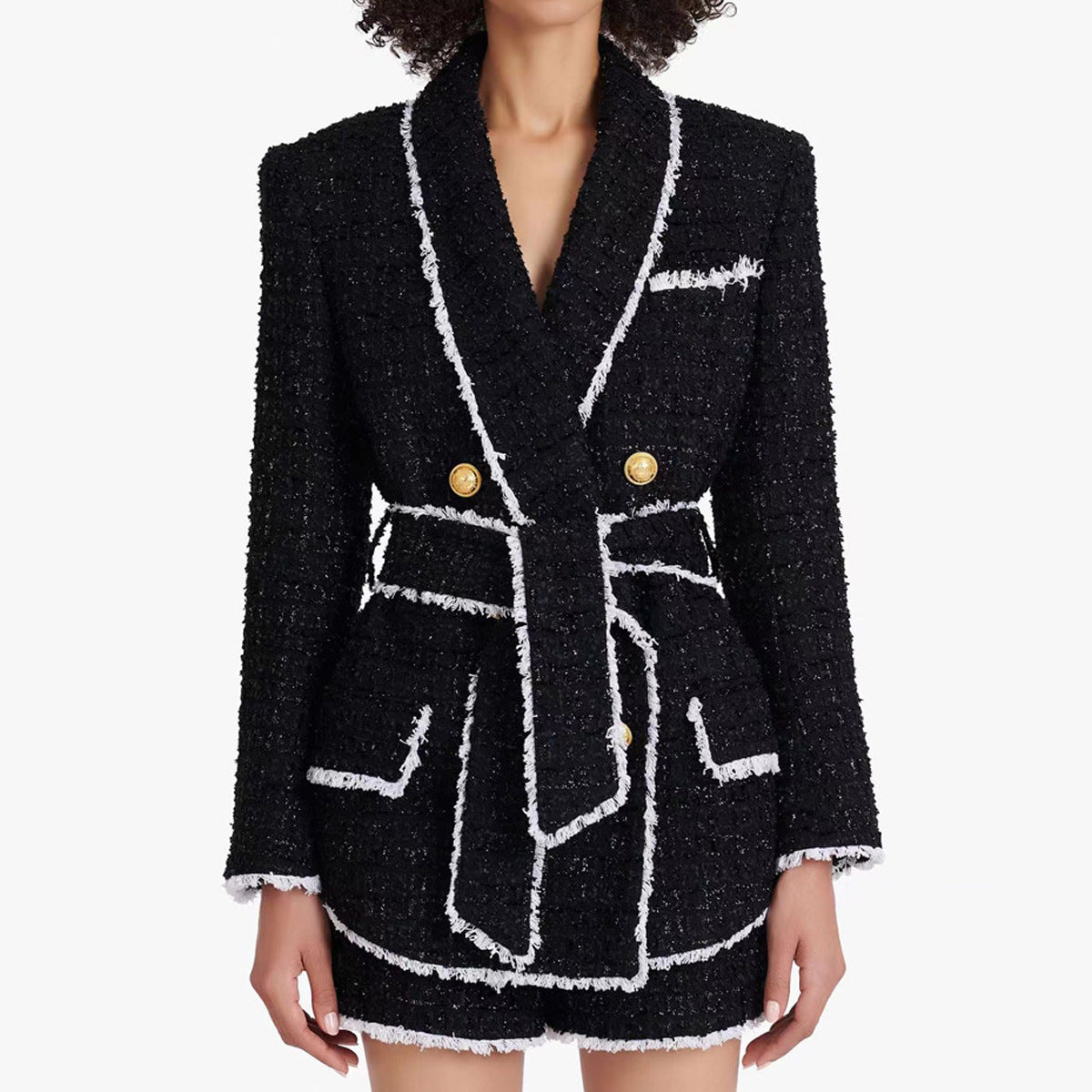 Women's Unique Tweed Waist Slimming Business Blazers