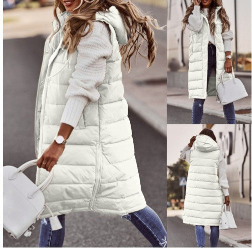 Fashion Casual Solid Color Hooded Slim Vests