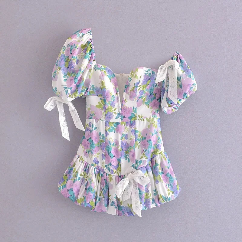 Romantic Fantasy Asymmetric Puff Sleeve Dress Skirts