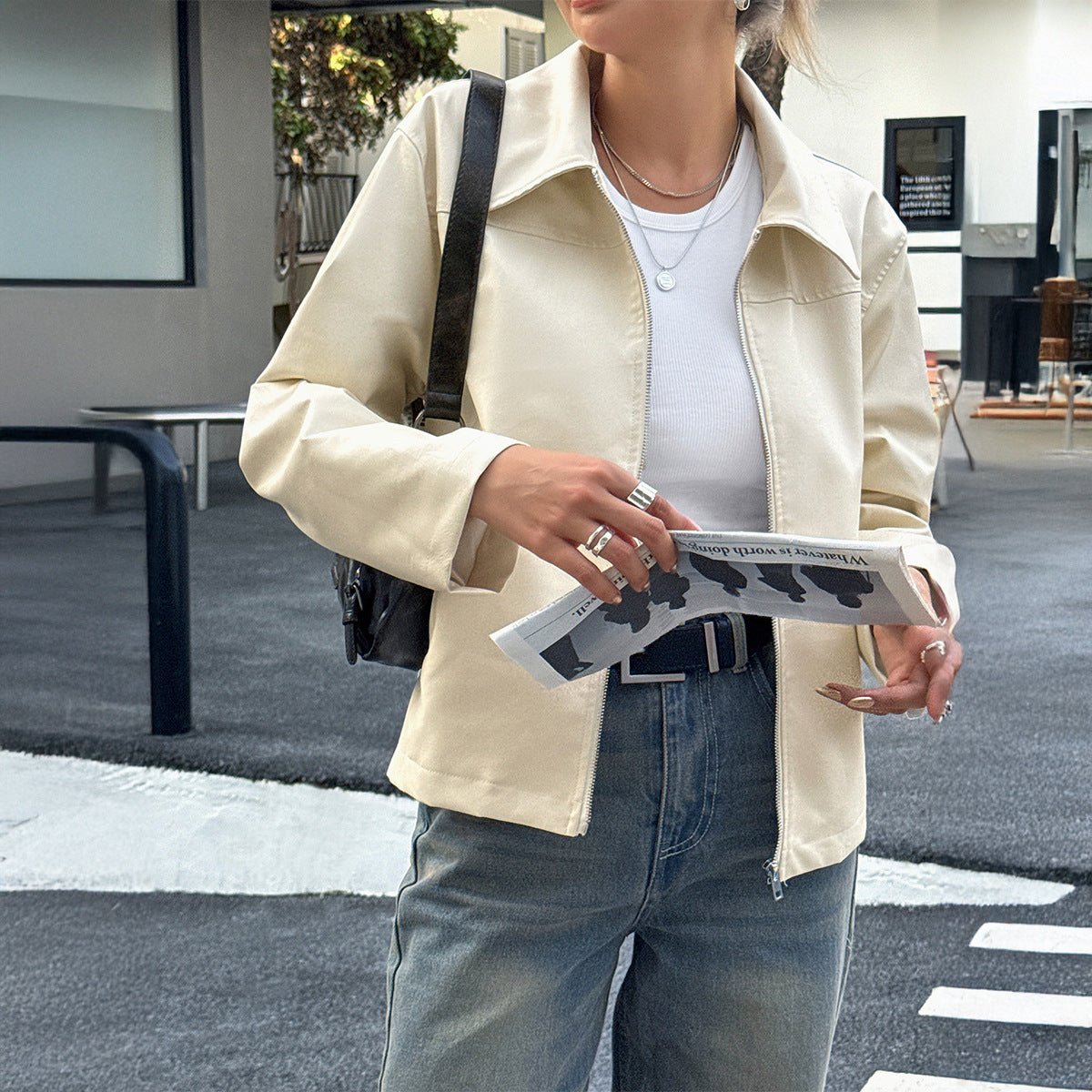 Women's Advanced Minimalist Long Sleeve Leather Jackets