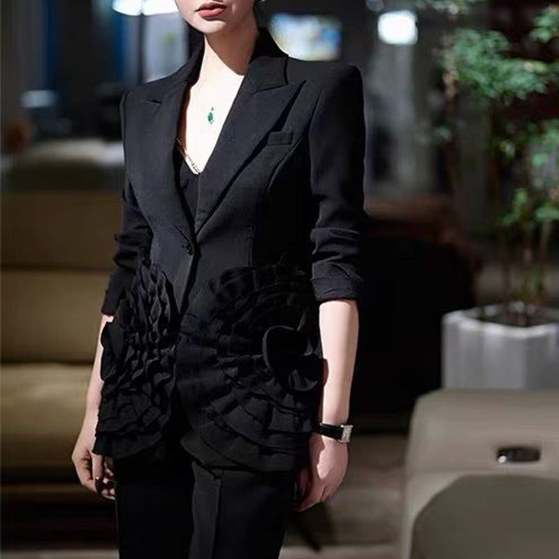 Elegant Three-dimensional Flower Autumn High-grade Design Blazers