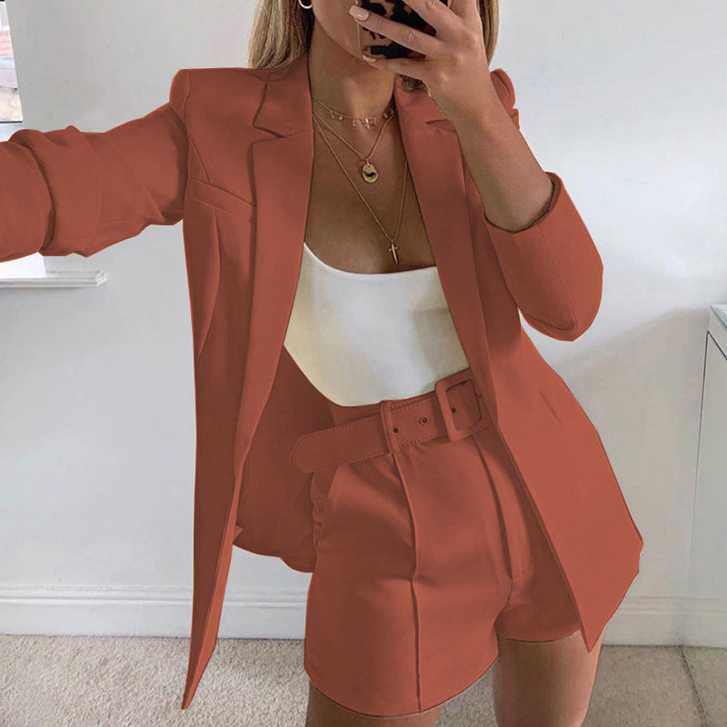 Women's Spring Clothes Fashion Small Belt Blazers