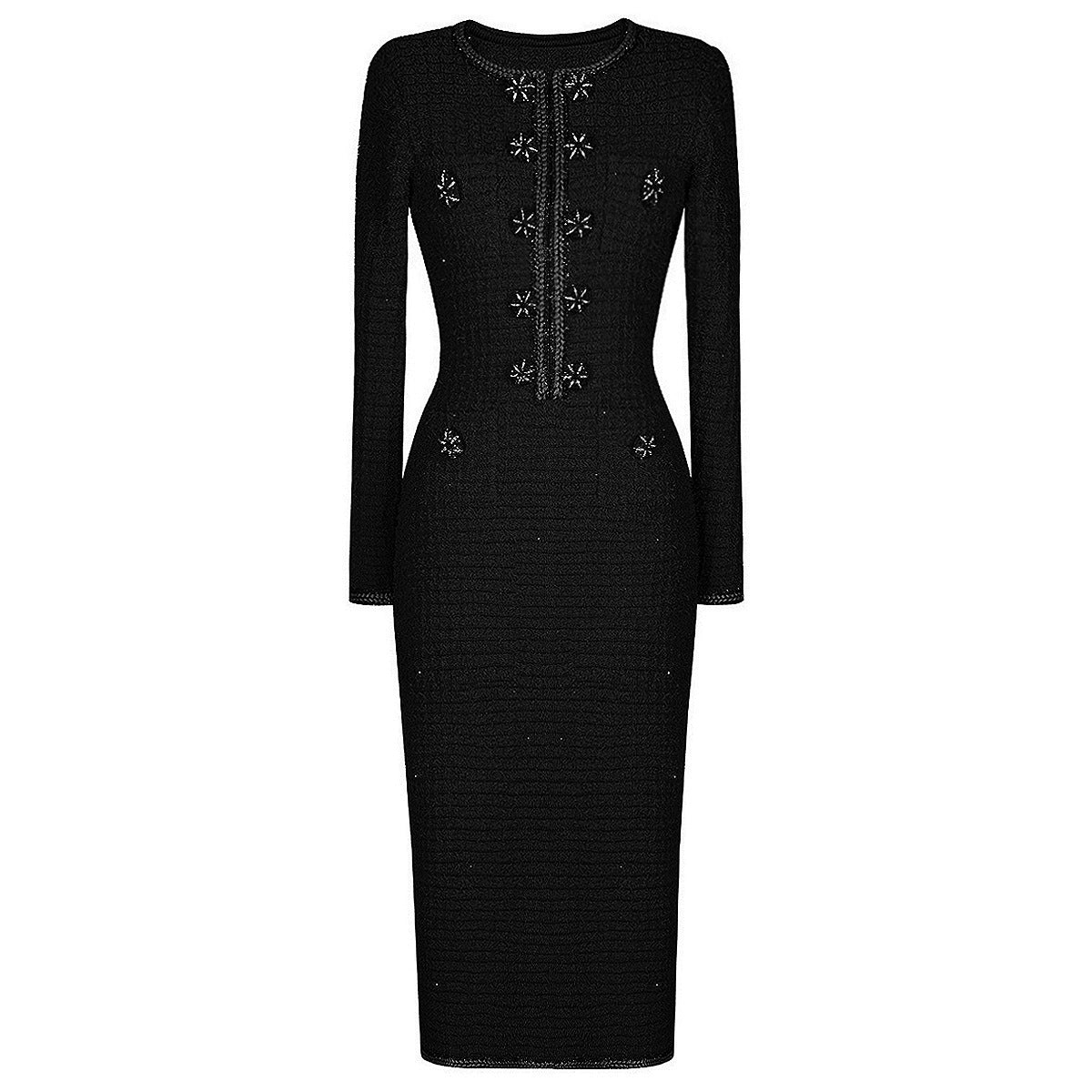 Woolen Knitted Fabric Round Neck Slim Dresses