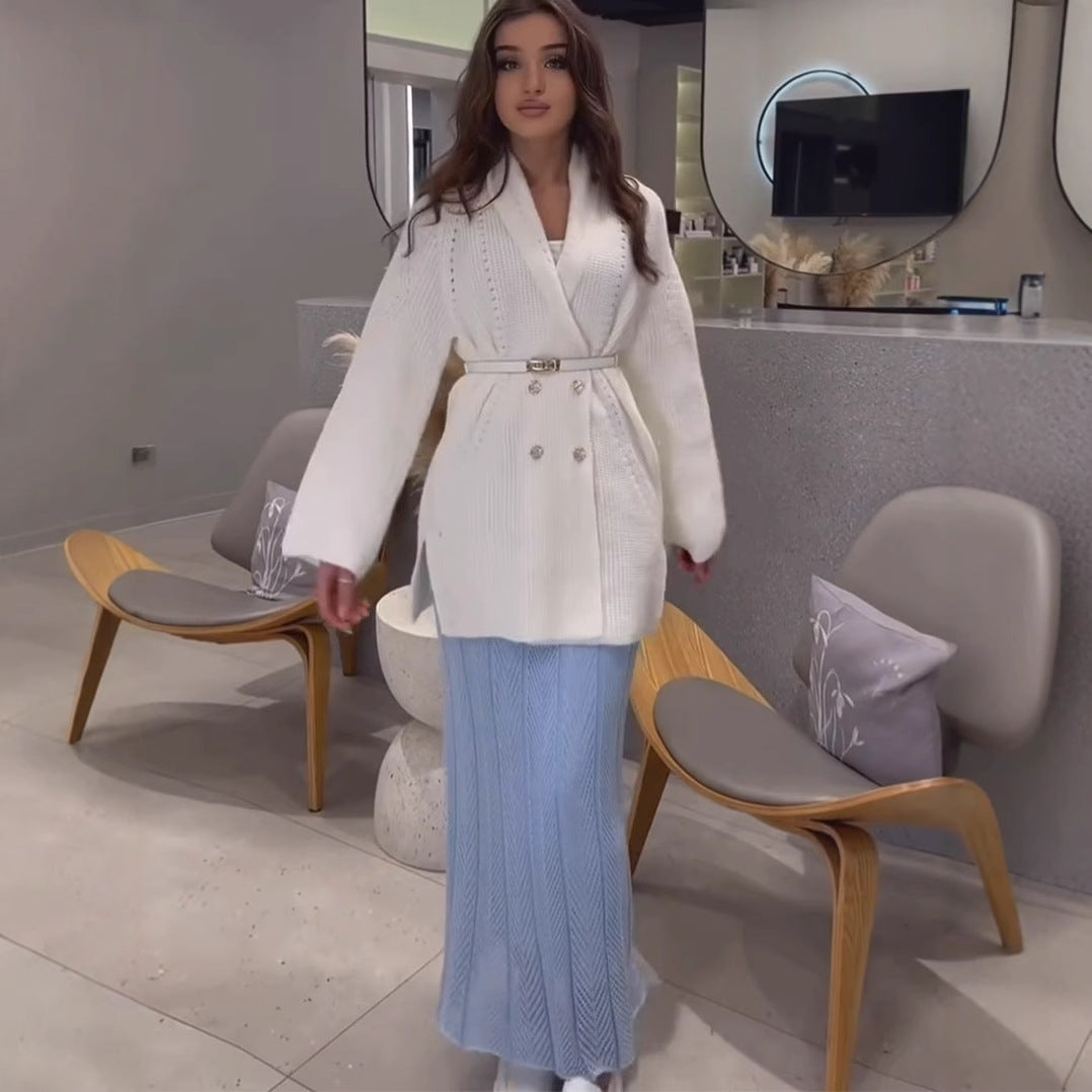 Graceful Unique Nightgown Knitted Dress Slimming Sweaters