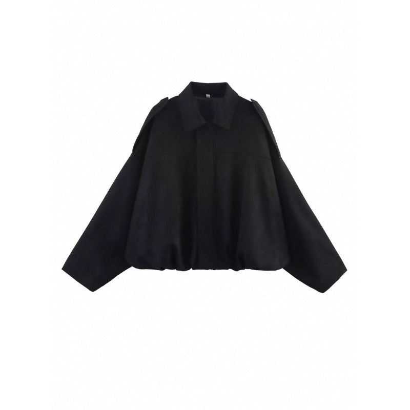 Women's Spring Suede Texture Lapel Bomber Jackets