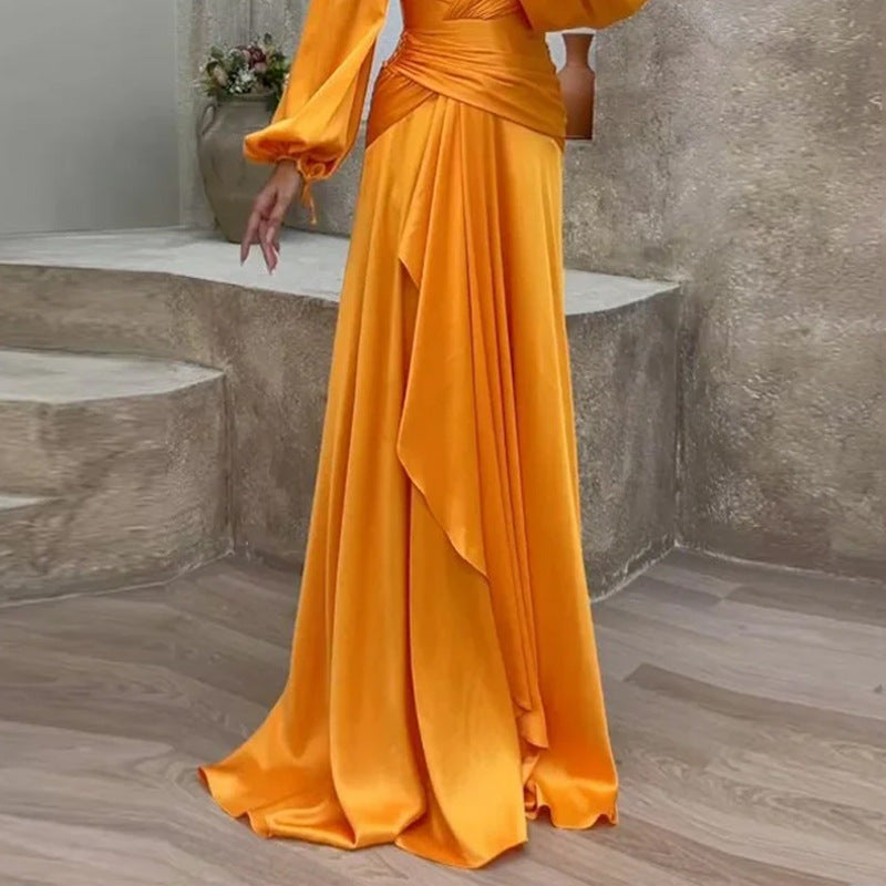Summer Cross Fitted Waist Pleated Long Dresses