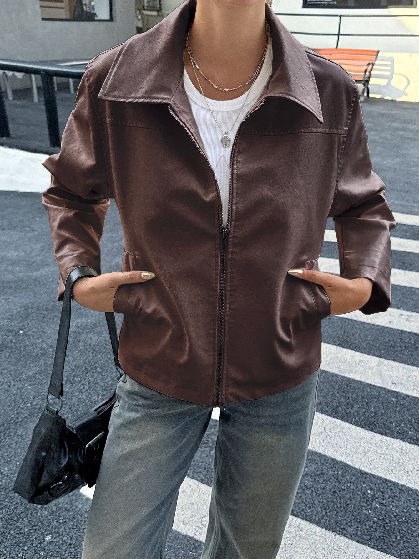 Women's Advanced Minimalist Long Sleeve Leather Jackets