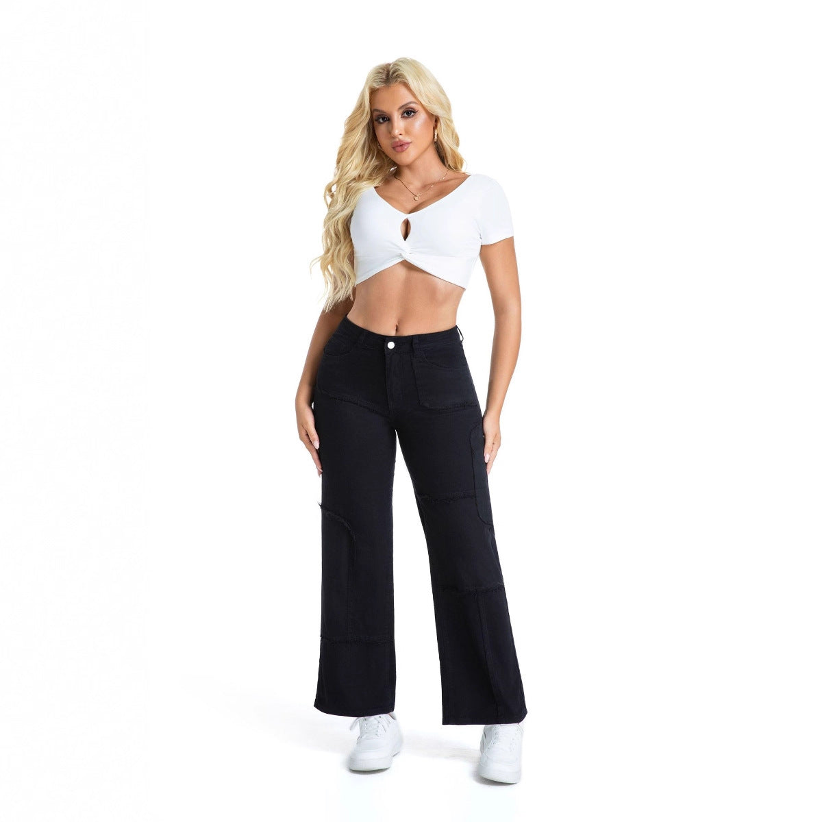 Women's Retro Loose Straight Cargo Trousers Jeans