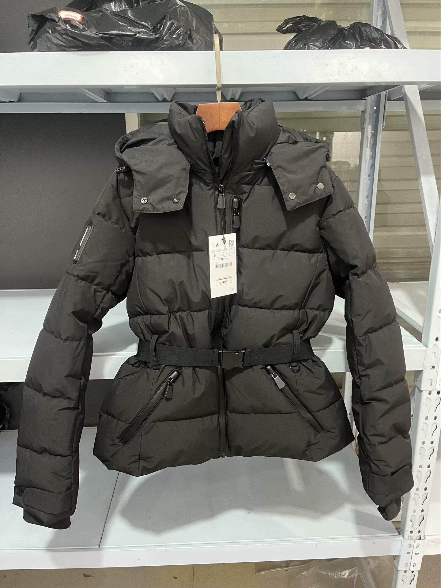 Women's With Belt Down Cotton Hooded Windproof Coats