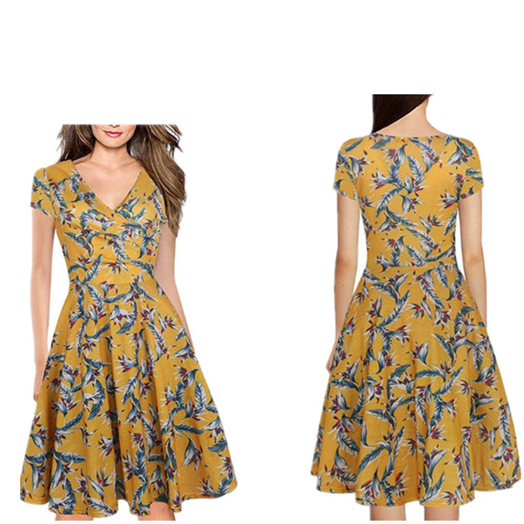 Women's Printed Bohemian Beach Dress Expandable Dresses