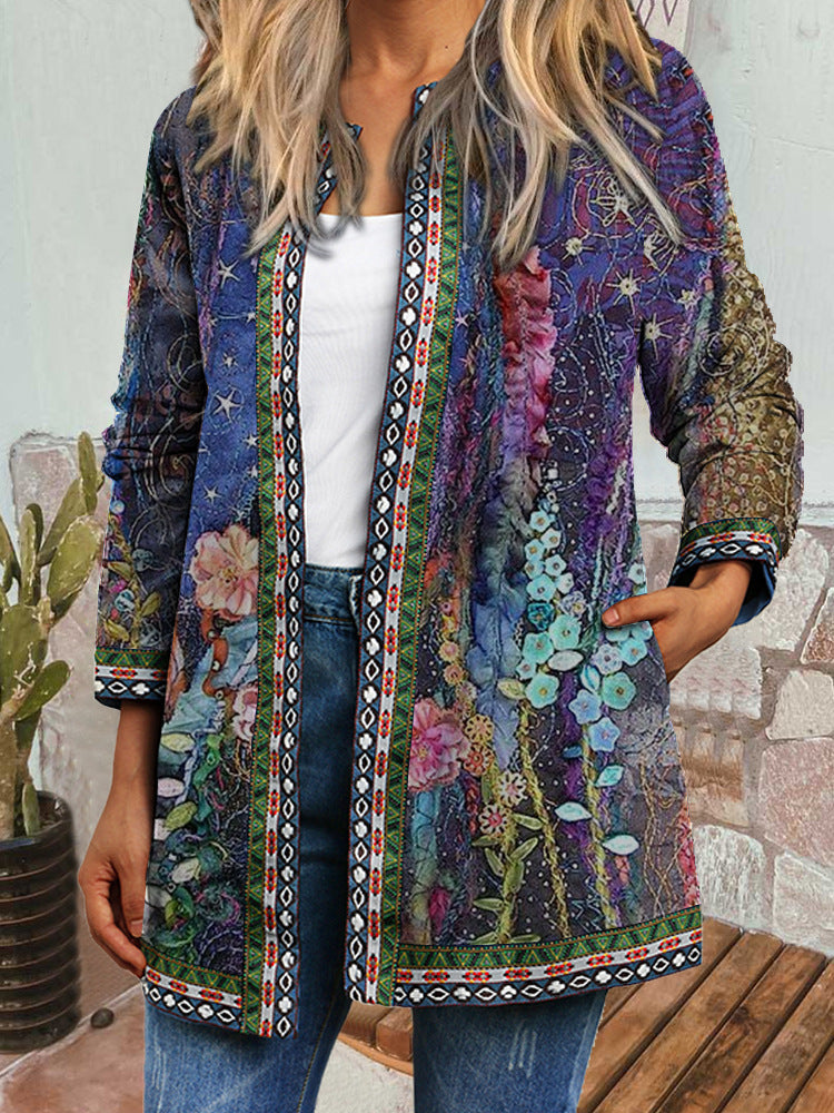 Women's Beautiful Retro Ethnic Print Clothes Cardigans
