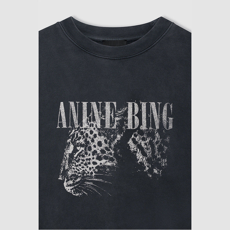 Women's Print Leopard Head Letter Printing Wash Sweaters