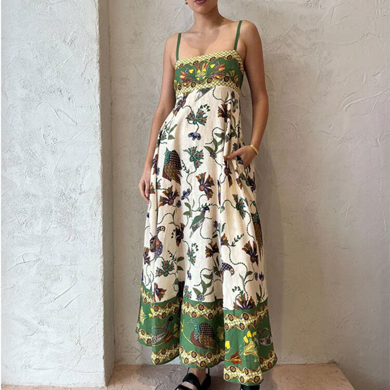 Women's Large Swing Dress Iti Printing Sleeveless Dresses