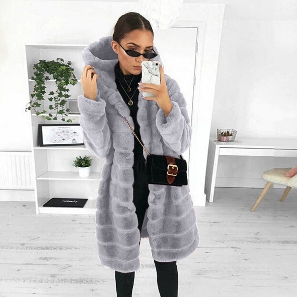 Women's Black Loose Korean Style Veet Thick Coats