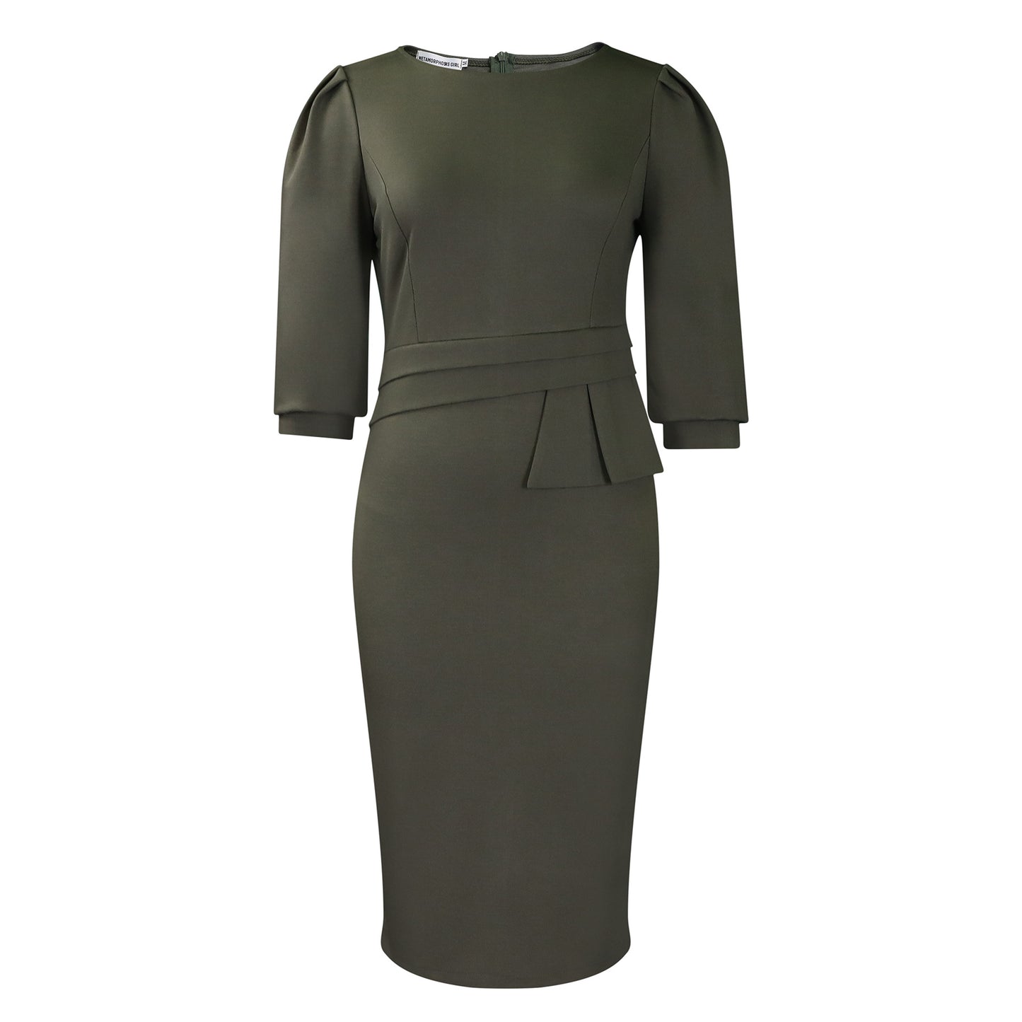 Women's Round Neck Pleated Graceful Fashionable Ol Dresses