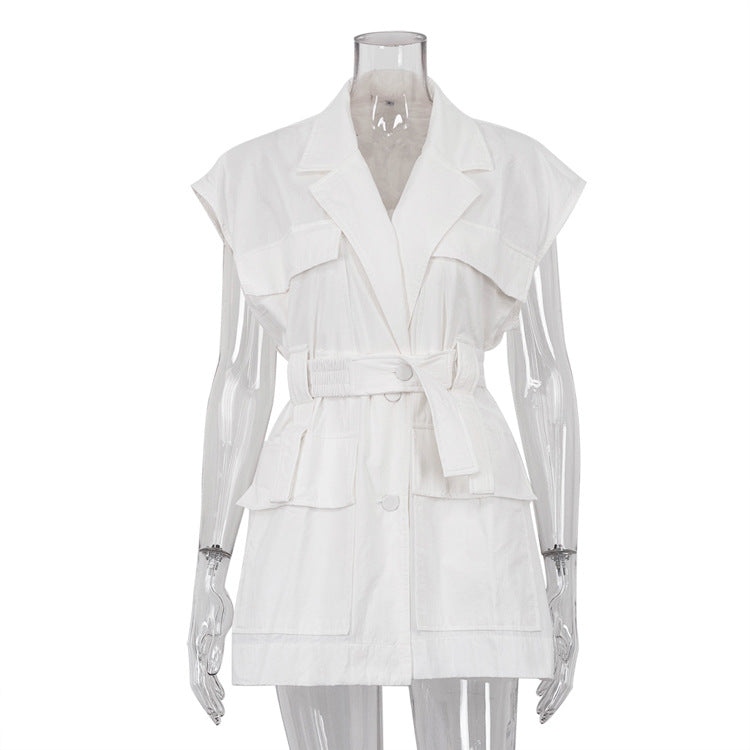 Women's Shirt Trendy Stylish Design Sense Belt Blouses