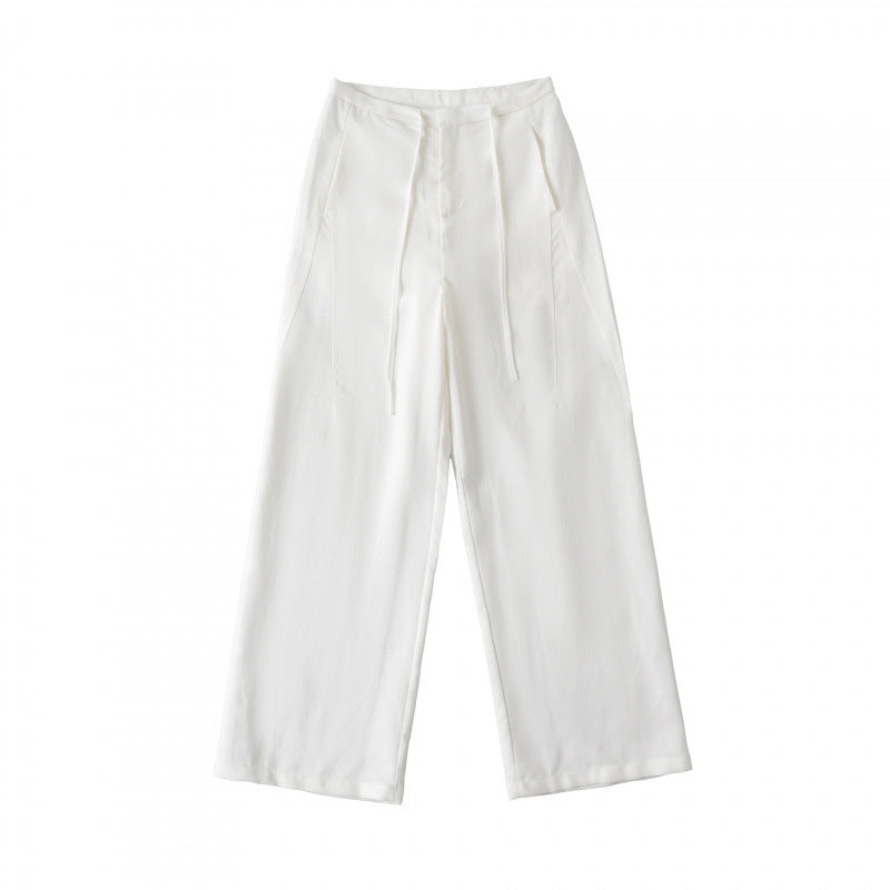 Pu Handsome Linen Low Waist Loose Pants